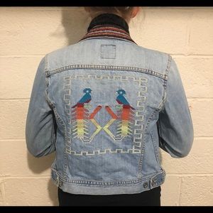 LUCKY BRAND SOUTHWEST EMBROIDERED JEAN JACKET